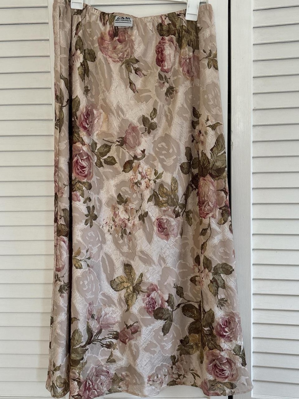 Vintage 90s R&M Richards Floral Rose Maxi Skirt Sz Large Whimsigoth
